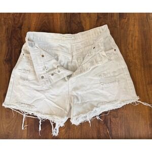 Pacsun White High Rise Icon Short Women's 26 Spring Summer Denim Style Distress